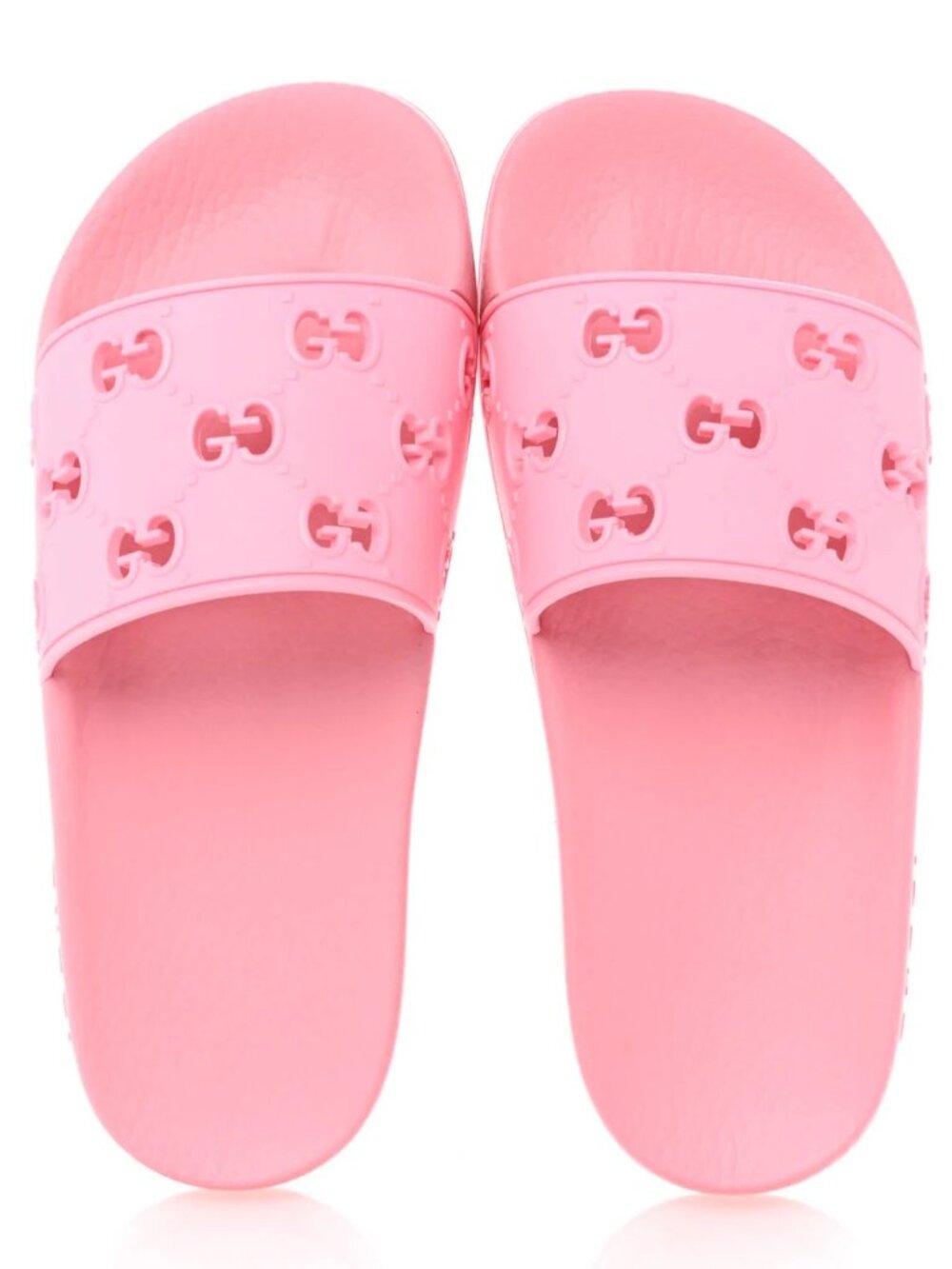 Authentic GUCCI Pink Rubber GG Monogram Slides